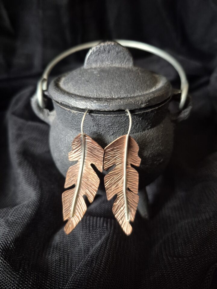 Copper Feather Earrings