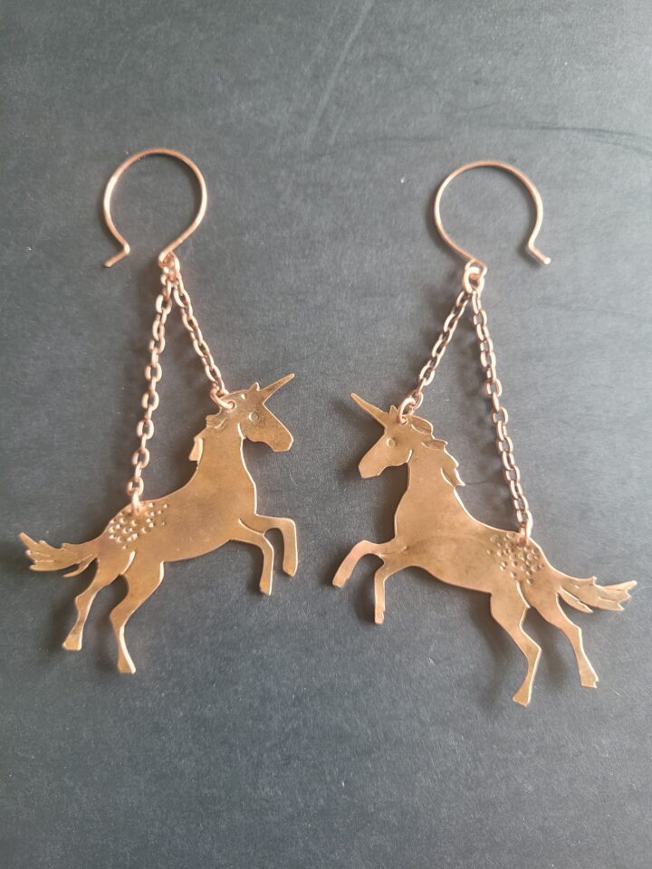 Copper Unicorn Earrings